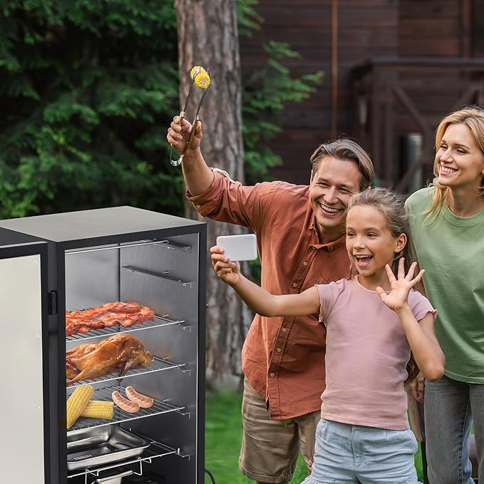 Royal Gourmet SE2805 28-Inch Analog Electric Smoker with 3 Cooking Grates, Outdoor Smoker with Adjustable Temperature Control & 454 Sq. In. Cooking Area for Outdoor Backyard BBQ, Black