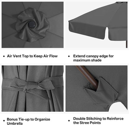 MASTERCANOPY Valance Patio Umbrella 10 ft Replacement Canopy for 8 Ribs-Charcoal Grey Canopy Only