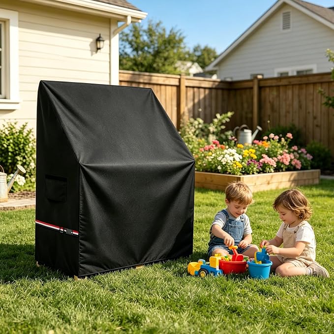 Kids Outdoor Mud Kitchen Cover,Heavy Duty Waterproof & Anti-UV Dustproof Outdoor Wooden Play Kitchen Covers,31.5" W x 19.7" D x 37.4" H,Cover Only