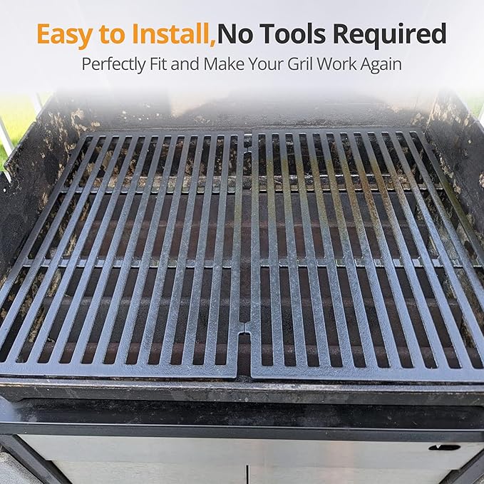 7638 Cast Iron Grill Grates, Compatible with Weber Spirit 300 Series (2007–2017 Front Control) & Spirit II 300 GS4 (2018+), Fits E-310, E-330, S-330, 17.5" x 11.9", 2-Pack