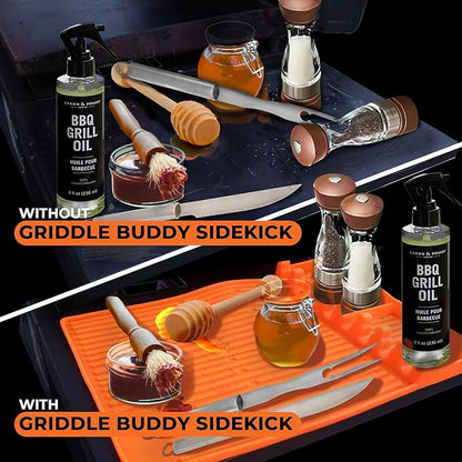Griddle Buddy Tool Caddy - Premium Silicone BBQ Utensil Organizer, 8-Slot Holder for Kitchen & Grill, Heat Resistant & Non-Slip Mat, Protects Surfaces from Oil, Stains, & Scratches – 11.5" x 16"