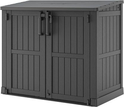36 Cu Ft Resin Outdoor Storage Shed, Weatherproof Horizontal Outdoor Storage Cabinet with Dual Lock Door for Backyard, Patio, Garage, Garden(Black)