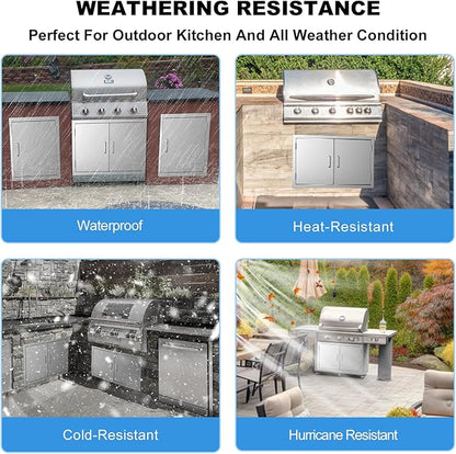 BBQ Access Door 28" W x 19" H-304 Stainless Steel Never Rust-Double Layer-Outdoor Kitchen Doors-Outside Cabinet Door-Weatherproof Grill Doors-Flush Mount BBQ IslandDoor-MetalDoor for Outdoor Kitchen