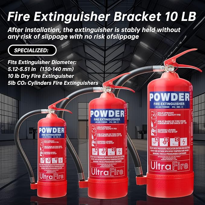 𝙐𝙥𝙜𝙧𝙖𝙙𝙚 10 LB Heavy Duty Fire Extinguisher Bracket 2 Pcs, Fire Extinguisher Mount St12 Steel, Fit 10 Lb Dry/5 Lb Co2 Extinguisher for School Vehicle Boat Truck Replace amerex 809
