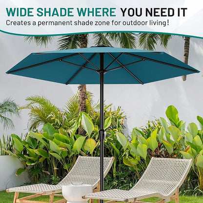 AreShark 11 FT Patio Umbrella for Outdoor, Outdoor Table Umbrella with Push Button Tilt and Crank, Outdoor Patio Umbrellas with 6 Sturdy Ribs, Patio Umbrellas for Market, Garden, Pool (Lake Blue)