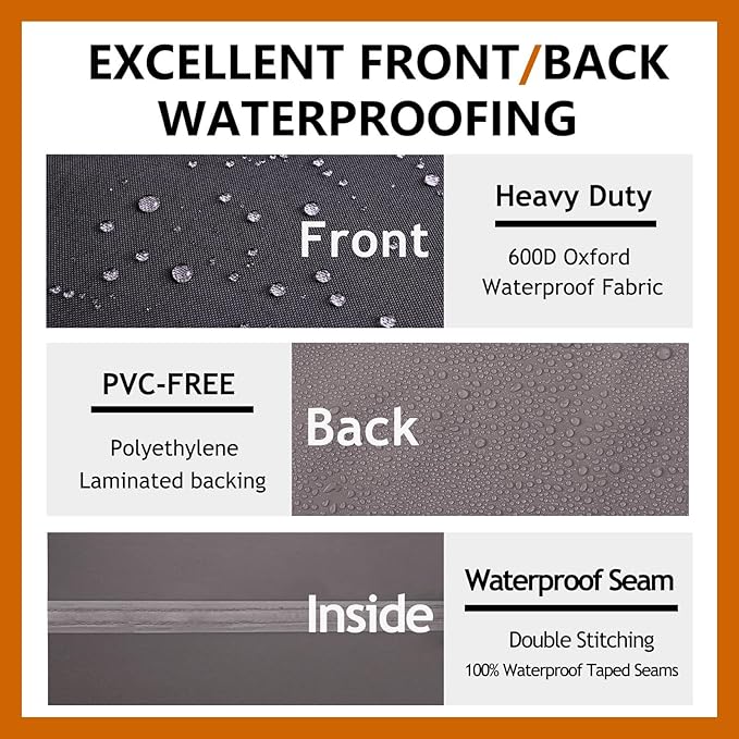 Curved Patio Furniture Cover for Outdoor Sectional Sofa, 190"(128") Reinforced Waterproof 600D Patio Couch Cover, Half Moon Lawn Outside Garden Winter Protective Cover, Storm Grey