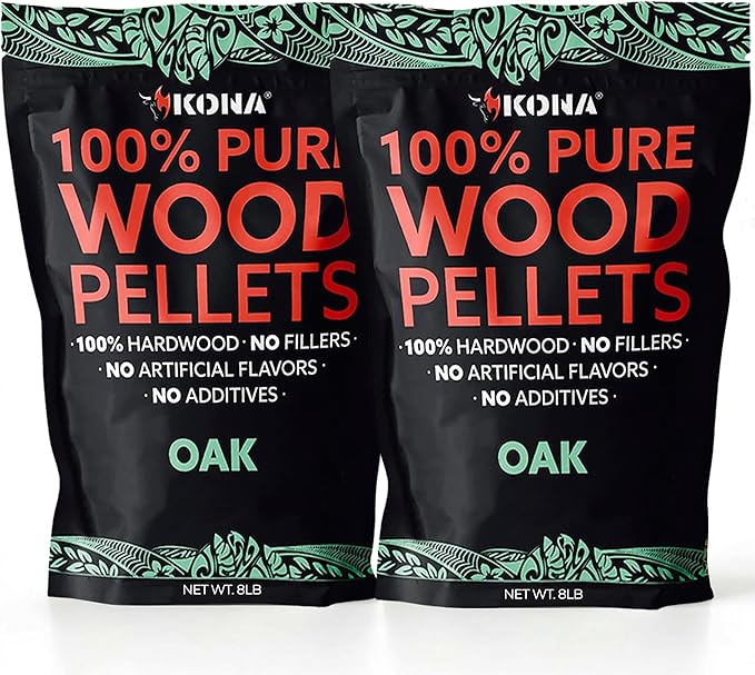 Kona 100% Oak Smoker Pellets, Intended for Ninja Woodfire Outdoor Grill, 16 lb Resealable Bag