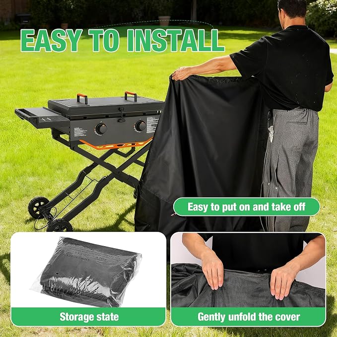 Grill Cover for Blackstone 2357, 28" 2-Burner Propane Griddle | 57 inch Waterproof Outdoor Grill Cover Barbecue Cover for Omnivore Adventure Ready Griddle- 57" L x 22" W x 33" H inch