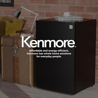 Kenmore 4.5 cu. ft. 21" Compact Refrigerator with Chiller - Black | 4 Can Rack, Adjustable Glass Shelving, Reversible Door, Interior Lighting, ENERGY STAR Certified