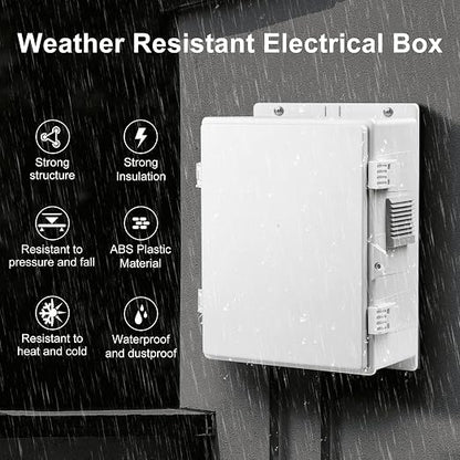Namunanee Outdoor Electrical Junction Box, ABS Water Resistant Enclosure with Internal Mounting Panel & Hinged Cover, 9.2" H* 7" L* 4.6" W