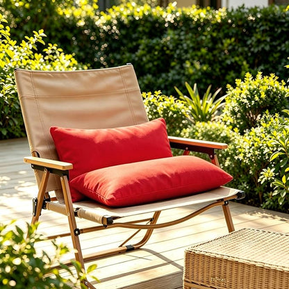 Outdoor Throw Pillows with Inserts, Waterproof Pillows for Outdoor Seating, Square Decorative Garden Cushion for Patio Furniture, Bed, Couch, Sofa (Red, 12" x 20" (Pack of 2))