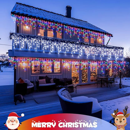 JMEXSUSS Color Changing Icicle Lights Outdoor Waterproof, 11 Modes 400 LED | Christmas Icicle Lights with 80 Drops, White to Multicolor Icicle Lights for Indoor Christmas Eaves Party Decorations