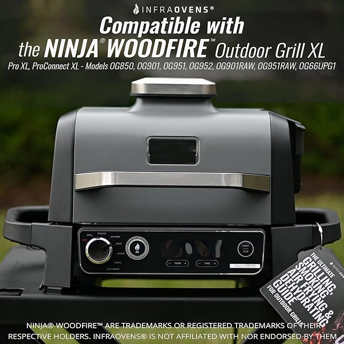 INFRAOVENS Cooking Guide Accessory for Ninja Woodfire Outdoor Grill Pro XL, Pro Connect XL, OG800 OG900 Series, Waterproof Cheat Sheet for Wood Fire 7-in-1, Electric Master Grill, Air Fryer & Smoker