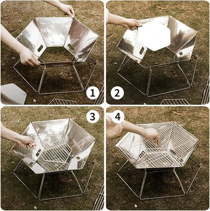 Charcoal Grills Outdoor Stainless Steel Electroplated Barbecue Grill Camping Home Multifunctional Portable Folding Barbecue Grill Outdoor Grill (Color : A, Size : 50 * 43 * 21.5cm)