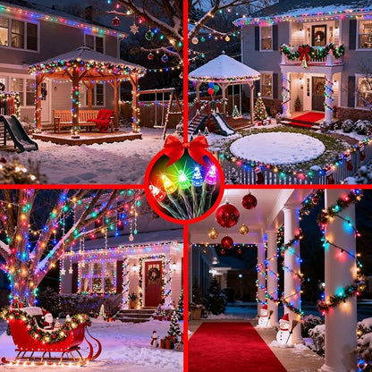 750 LED 240FT Christmas String Lights Outdoor, 12 Pro Modes and Timer Memory & Brightness, Plug in Waterproof Dark Green Wire Twinkle Light for for Xmas Yard Tree Wedding Party Decor (Multicolor)