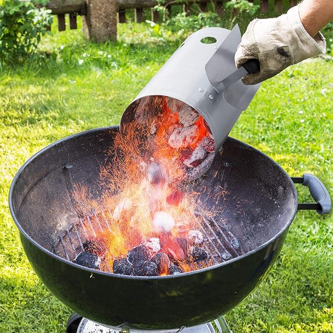 18 Inch Charcoal Grill+ BBQ Charcoal Chimney Starter 11"X7" Heavy Duty for Charcoal Grills