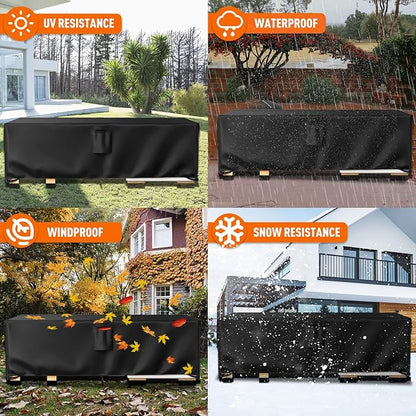 Ruimoy Patio Furniture Covers, Outdoor Furniture Cover Waterproof, General Purpose, Outside Table and Chair Covers, Heavy Duty 600D (124 Inch L x 70.8 Inch W x 29.1 Inch H)