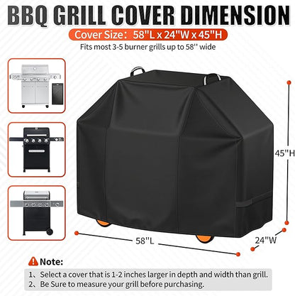 i COVER Grill Cover, 58 inch BBQ Grill Cover for Outdoor Grill, Waterproof BBQ Cover, Fade Resistant Barbecue Gas Grill Covers for Weber, Char-Broil, Nexgrill and More