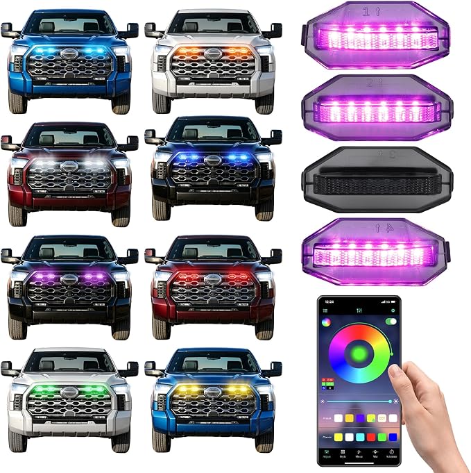 Led Grille Grill Lights for Tundra Platinum 1794 Edition 2022-2026 | RGB 3rd gen Grills raptor Light Toyota Tundra assembly accessories