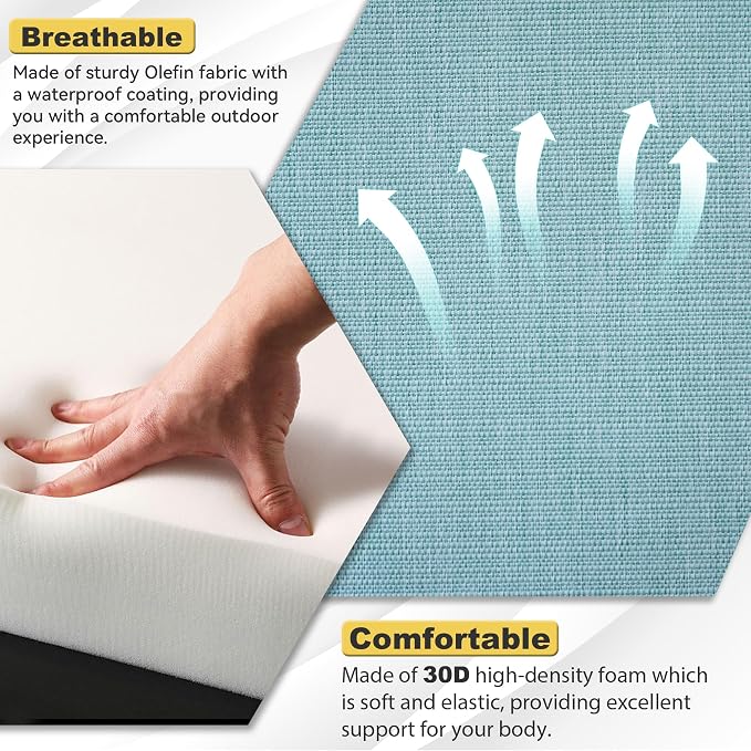 Deep Seat Patio Cushions Set 24 x 22 Inch,Olefin Fabric Outdoor Seat Cushion,Patio Furniture Cushions with Removable Cover,Rain-Proof and Fade Resistant Deep Seat Bottom & Back Cushion,1set