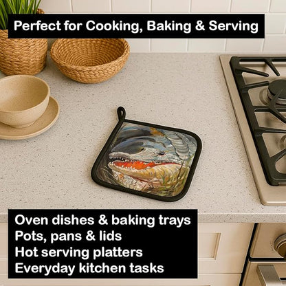 Caroline's Treasures JMK1208PTHD Alligator Pair of Pot Holders Kitchen Heat Resistant Pot Holders Sets Oven Hot Pads for Cooking Baking BBQ, 7 1/2 x 7 1/2