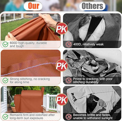 QuliMetal Grill Cover for recteq Flagship 1100, RT-1250, RT-700 and RT-680 Wood Pellet Grills - Heavy Duty Premium Waterproof Fade Resistant Outdoor BBQ Grill Cover with Elastic Drawstrings,Brown