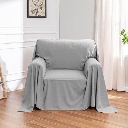 MEETSKY Small Couch Cover Oversized Armchair Sofa Covers Washable for Dogs Single Recliner Sofa Slipcover, Cat Scratch Proof Soft Sofa Throw Protector for Pets, 71" x 91", Light Grey