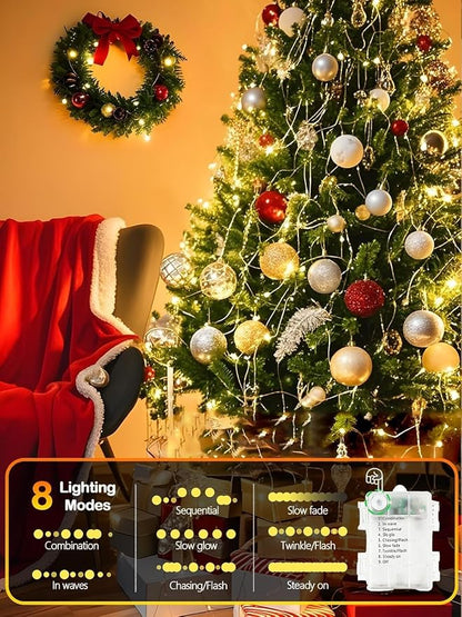 2 Pack Fairy Lights Battery Operated with Remote 33FT 50LED Warm White | Remote Control, 8 Modes, Timer, Adjustable brightness, Waterproof Lights for Indoor Outdoor Classroom Christmas Decor