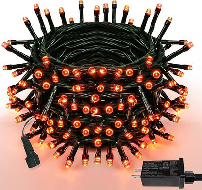 75.8FT 200 LED Extendable Orange Halloween String Lights Indoor Outdoor | Timer & Memory Function & 8 Modes Plug in Mini Twinkle String Lights Waterproof for Fall Halloween Thanksgiving Day Decor