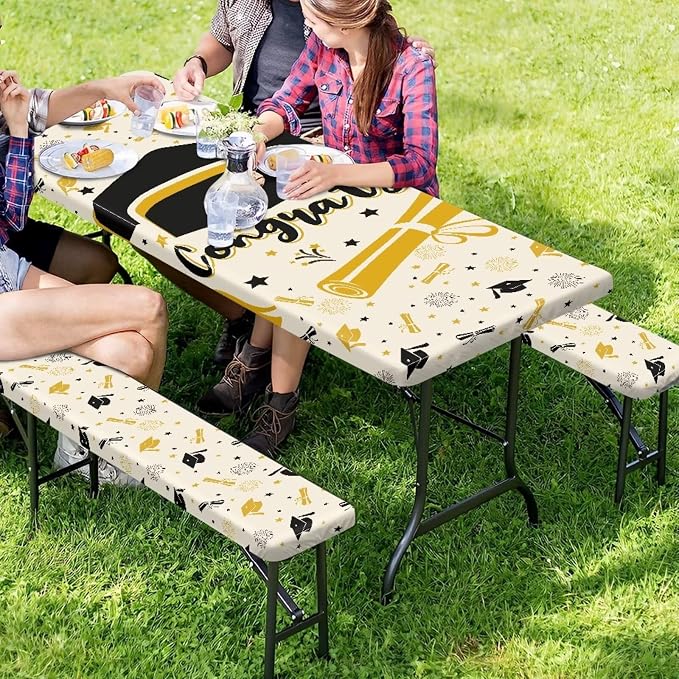 3 PCS Graduation Tablecloth Rectangle Class of 2025 Table Cover for Graduation Table Decorations Party Decor Supplies Favors