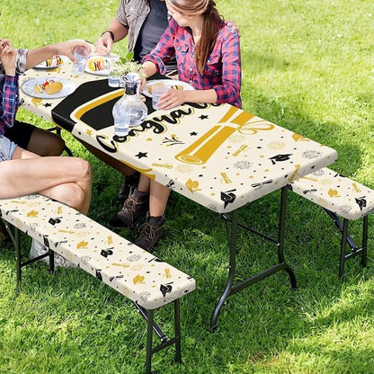 3 PCS Graduation Tablecloth Rectangle Class of 2025 Table Cover for Graduation Table Decorations Party Decor Supplies Favors