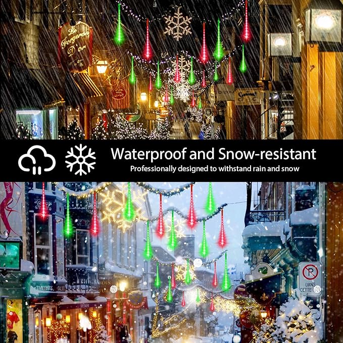 LAMPHOME Christmas Lights Outdoor,12-inch LED Meteor Shower Icicle Lights, 10 Tubes 240 LED String Lights. Waterproof Plug, Shower Rain for Xmas Tree Yard House Decor Red&Green