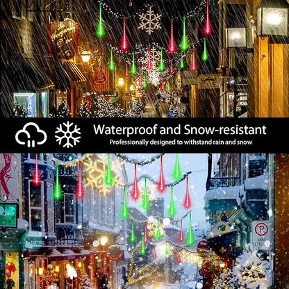 LAMPHOME Christmas Lights Outdoor,12-inch LED Meteor Shower Icicle Lights, 10 Tubes 240 LED String Lights. Waterproof Plug, Shower Rain for Xmas Tree Yard House Decor Red&Green