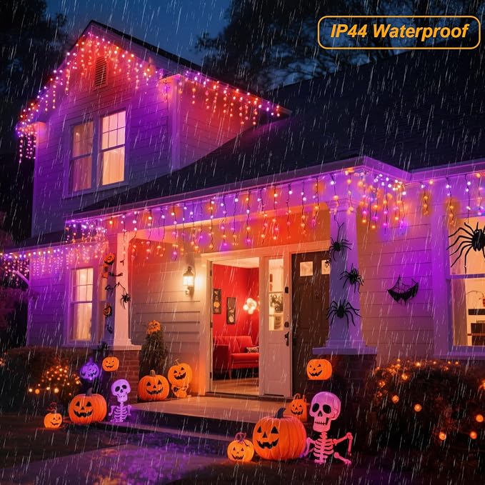 35 Colors Icicle Lights for Outside, 88FT Icicle Christmas Lights | Outdoor Roof Christmas Lights with Remote, Color Changing LED Hanging String Lights for Roof Window Halloween Decorations