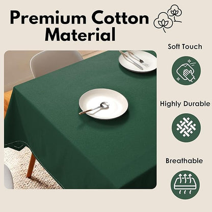 Tablecloth 100% Cotton 60"x84" Decorative Rectangle Washable Table Cloths Cover for Gifts, Home, Buffet, Wedding, Restaurant, Party - Olive Green