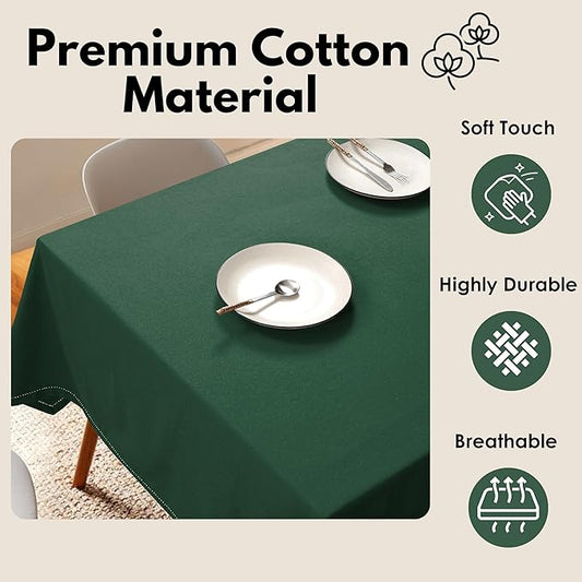 Tablecloth 100% Cotton 60"x84" Decorative Rectangle Washable Table Cloths Cover for Gifts, Home, Buffet, Wedding, Restaurant, Party - Olive Green
