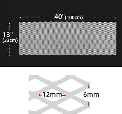 AggAuto Universal 40"x13" Car Grill Mesh 6x12mm Rhombic Hole White | Aluminum Alloy Automotive Grille Insert Bumper, One of the Most Multifunctional Shape Grids 100x33cm