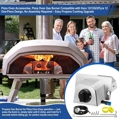 Pizza Oven Accessories, Pizza Oven Gas Burner Attachment, Outdoor Pizza Oven Accessory for Karu 12/12G/12-Inch Models Pizza Oven Propane Burner, Propane Conversion Kit with 5FT Hose & Regulator.