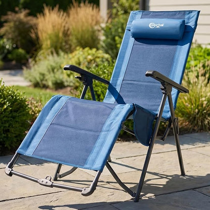 Portal Portable Zero Gravity Chair, Lounge Chair Outdoor Oversized Zero Gravity Chair Folding Lounge Chair with Adjustable Pillows and Cup Holder for Poolside Backyard and Lawn, Support 350lbs