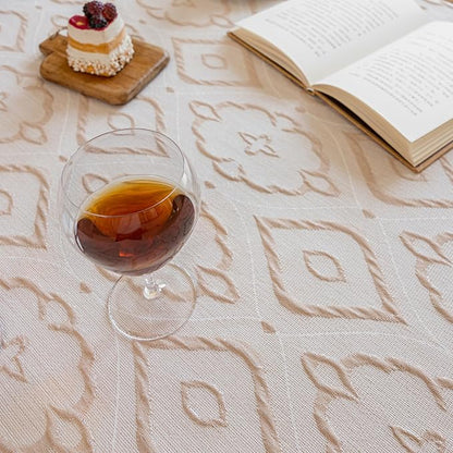 AIRCOWRIE Cotton Linen Tablecloth for Rectangle Tables, Heavy Duty Wrinkle Free Water Resistant Washable Cloth Dining Table Cover for Kitchen and Outdoor Use(Magnolia, 54”×78”, Rectangle)