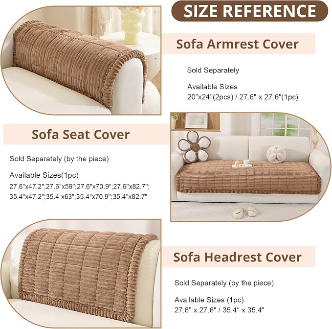 OstepDecor Couch Cover for Dogs, Washable Non Slip Sofa Cover for Pets | Soft Couch Covers for Sofa, Loveseat and Sectional, Furniture Protector Against Pet Hair & Dirt (35.4" x 63", Brown)