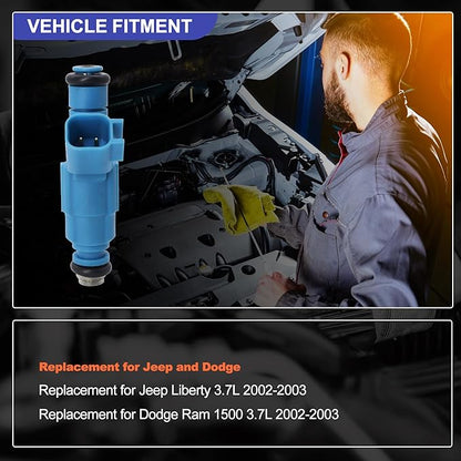 HiSport 0280155972 Fuel Injectors Replacement for Jeep Liberty 3.7L 2002-2003,Compatible with Dodge Ram 1500 3.7L 2002-2003 6PCS