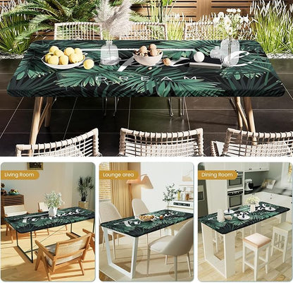 Irisbell Picnic Table Cover with Elastic Edge,6FT Wind Proof Wrinkleproof Fitted Tablecloth Cover Camping Beach Patio Rectangle Table Cloth for Indoor Outdoor (Tropical Leaves, 30'' x 72'')