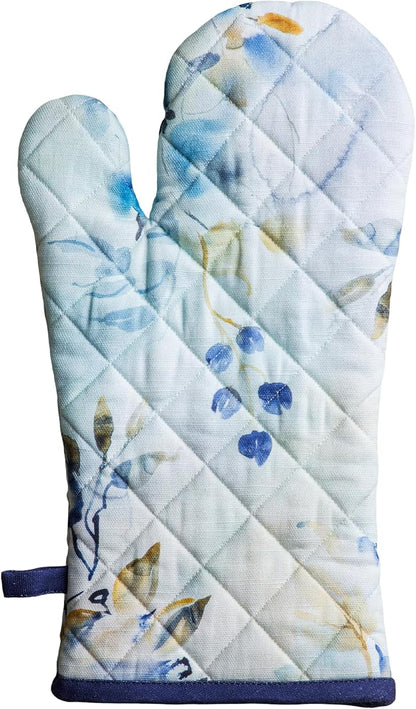 Maison d'Hermine Oven Gloves 100% Cotton Oven Mitt 7" x 13" with Loop Heat Resistant BBQ Cooking Gloves Baking Grilling Kitchen Hotel Home Farmhouse Spring Summer (Pack of 1, Lazy Summer Days)