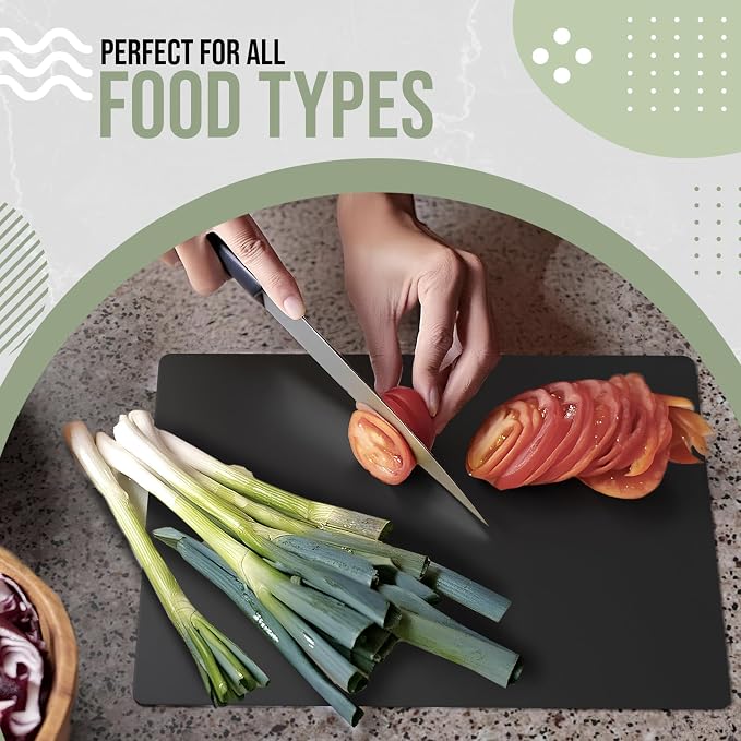 Crown Display Disposable Cutting Boards for Kitchen 400 Count Black Cutting Board 10 Inch X 13.5 Inch Flexible Cutting Boards For Kitchen ~ Patent Pending ~ Recyclable Disposable Cutting Board Sheets