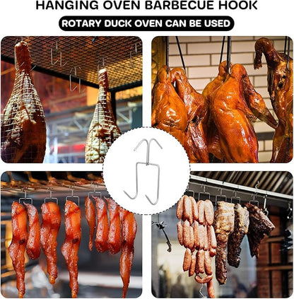 6 Pcs Stainless Steel Meat Hooks, Durable Smoker Grill Hangers for Hanging Duck, Chicken, Beef, Sausage, Outdoor BBQ and Drying (5.5 × 2.75 in)
