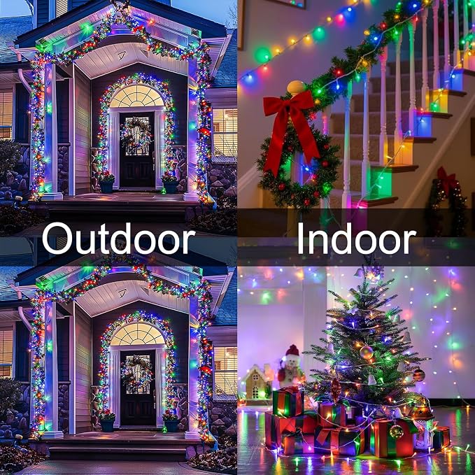 2 Pack Battery Operated String Lights Outdoor Indoor Total 132ft 400 LED, 8 Modes with Remote Timer Waterproof Twinkle Fairy Lights Battery Powered for Christmas Tree Bedroom Party Decor, Multicolor