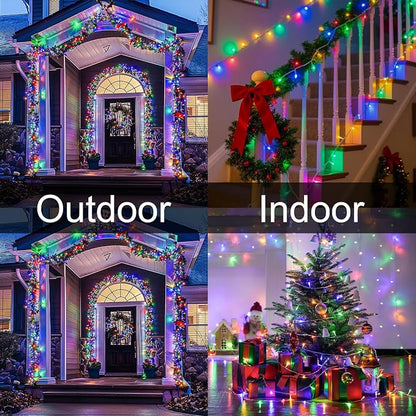 2 Pack Battery Operated String Lights Outdoor Indoor Total 132ft 400 LED, 8 Modes with Remote Timer Waterproof Twinkle Fairy Lights Battery Powered for Christmas Tree Bedroom Party Decor, Multicolor