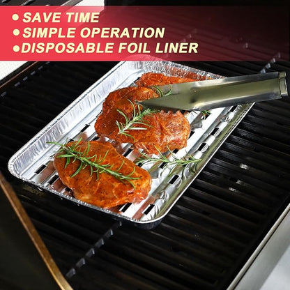 DcYourHome Disposable Aluminum Broiler Pan for Oven, 20 Pack Aluminum Tray with Holes for BBQ, Baking, Takeout, Grill Prep Trays, Durable Aluminum Foil BBQ Grilling Trays Grill Pans for Outdoor Grill