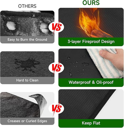 SANLIKE 39" Square Fire Pit Mat Under Grill Mat for Outdoor Grill 3-Layer Double-Sided Fireproof Mat Oil-Proof Waterproof BBQ Pad for Grass Deck Patio Outdoor & Indoor Wood Burning Fire Pit Portable